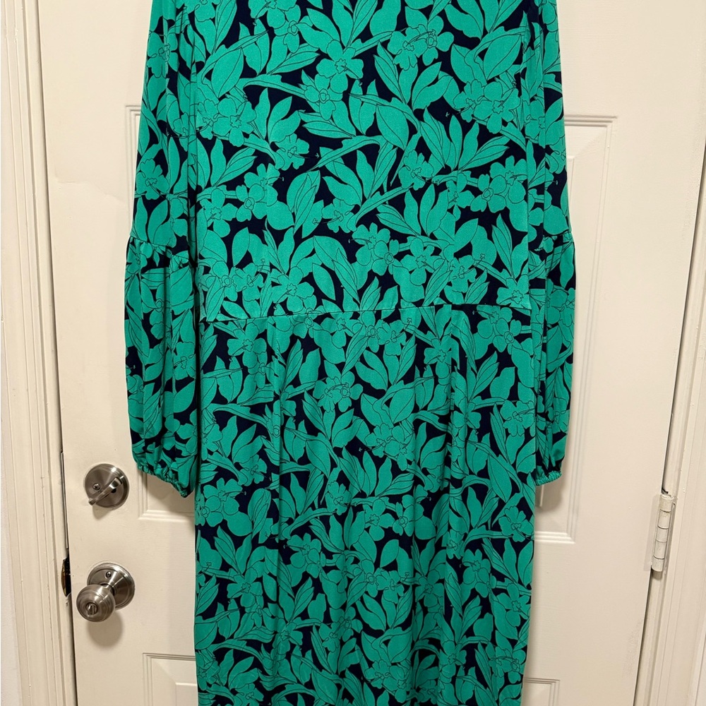 London Times Teal/Greenish and Navy Floral Dress - Picture 2 of 8